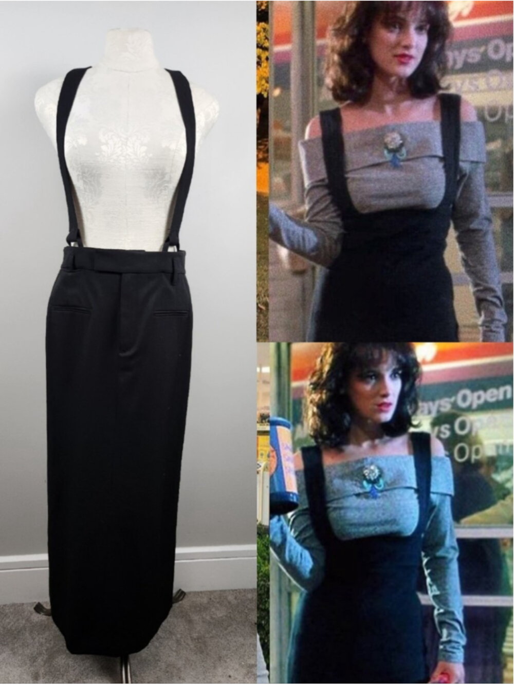 Suspender Coloumn Black Midi Skirt ASO Veronica Sawyer Alt Zara Limited Edition